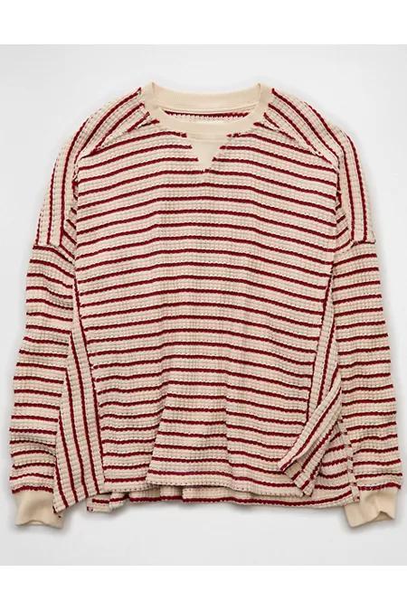 AE Big Hug Crew Neck Waffle Sweatshirt Women's Product Image