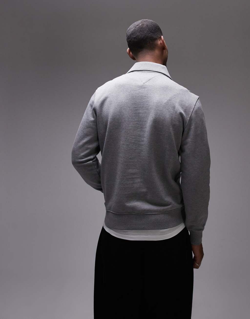 Tommy Hilfiger essential half zip polo shirt in gray Product Image