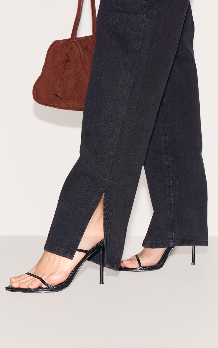 Washed Black L30 Denim Split Hem Jeans Product Image