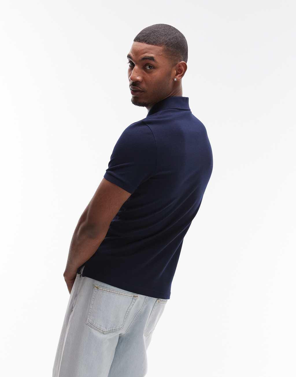 Lacoste slim fit pique polo in navy Product Image