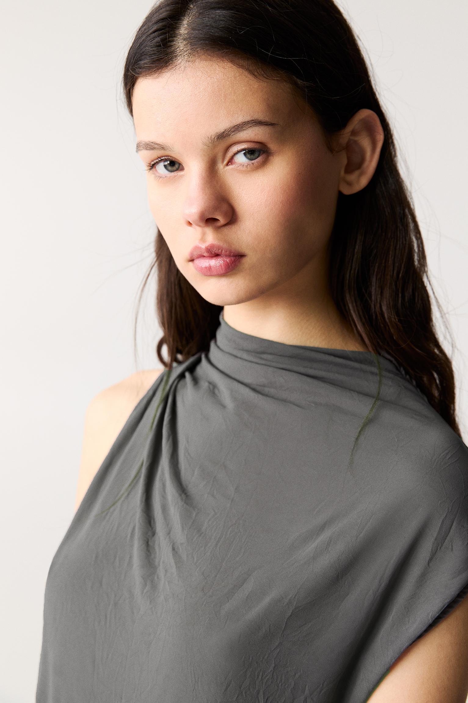 Asymmetric creased-effect T-shirt Product Image