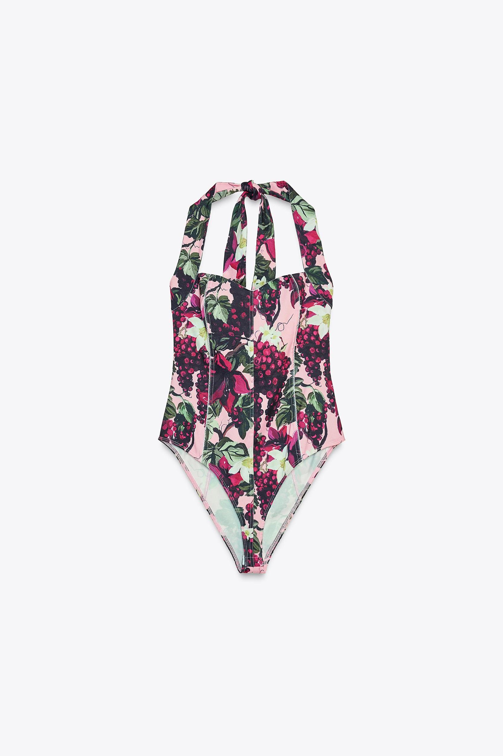 PRINTED HALTER BODYSUIT Product Image