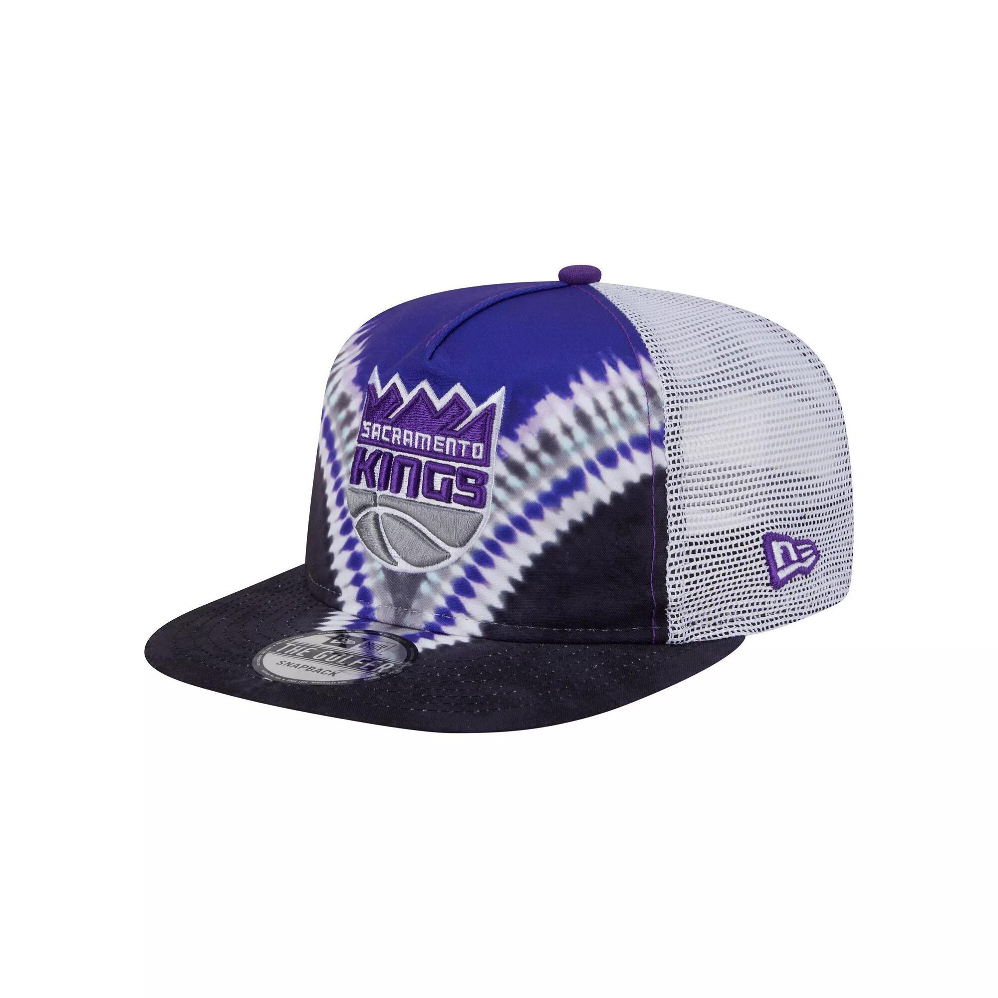 Men's New Era Black/Purple Sacramento Kings Throwback Dye Golfer Snapback Hat, Kng Black Product Image