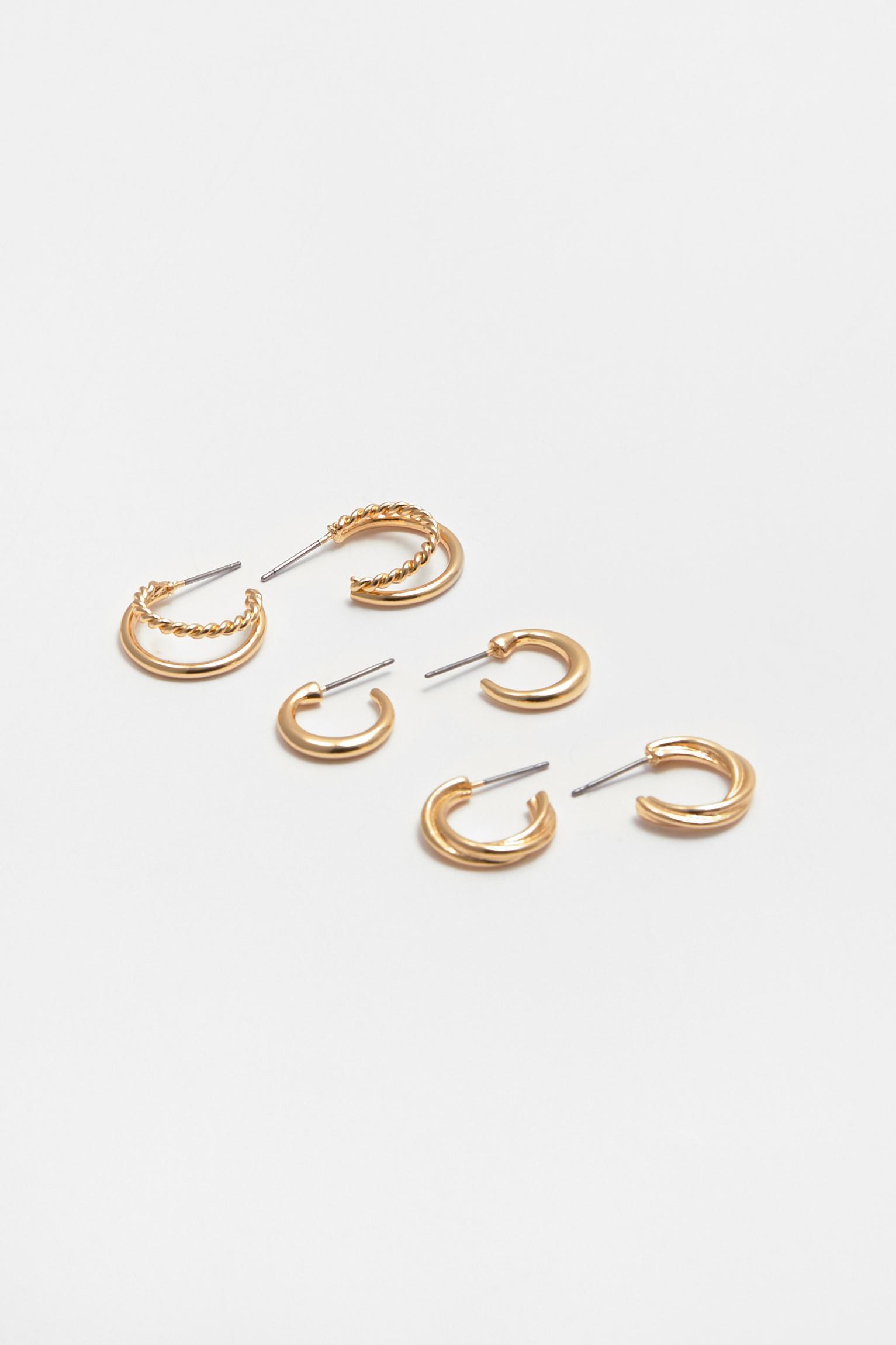 Pack of 9 pairs of gold-toned earrings Product Image