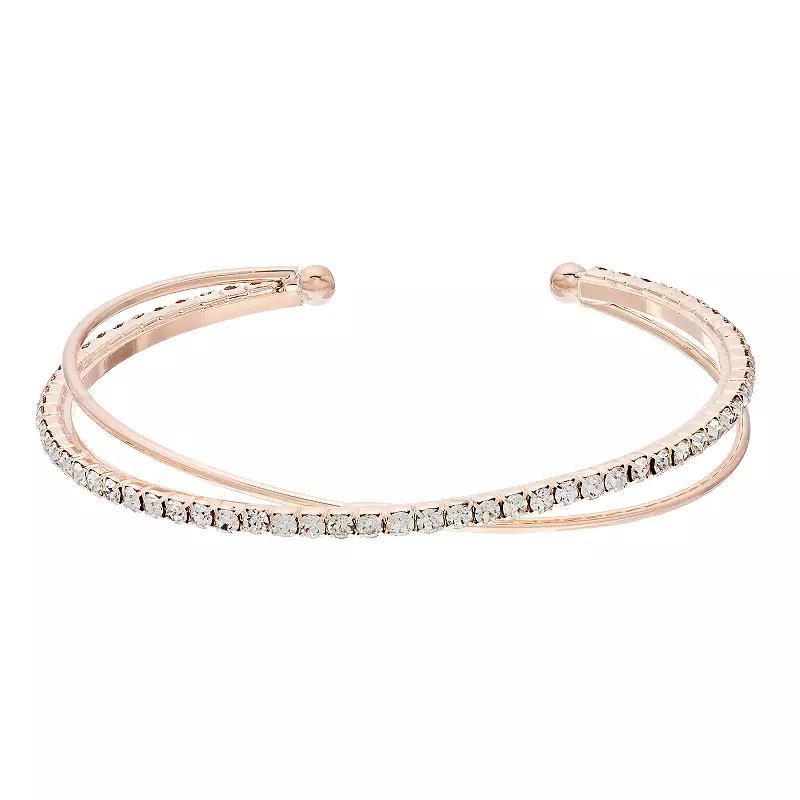 LC Lauren Conrad Pave Cuff Bracelet, Women's, Rose Gold Tone Product Image