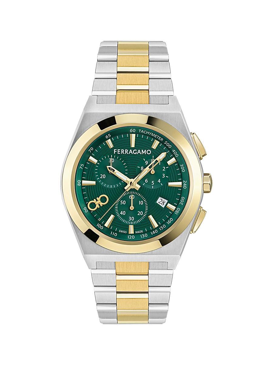 Mens Vega Upper East Chrono Two-Tone Bracelet Watch, 42mm Product Image
