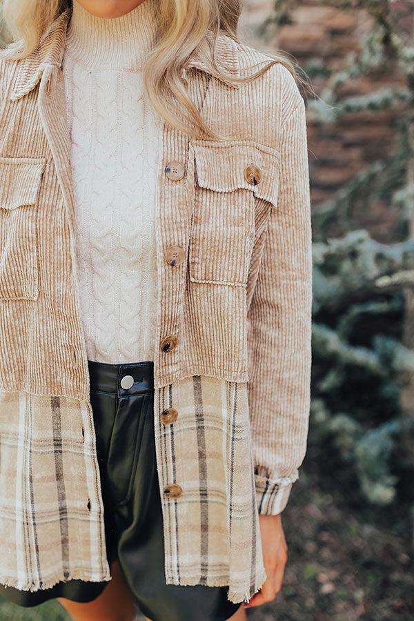 Hot Cocoa Sippin' Corduroy Jacket in Khaki Product Image