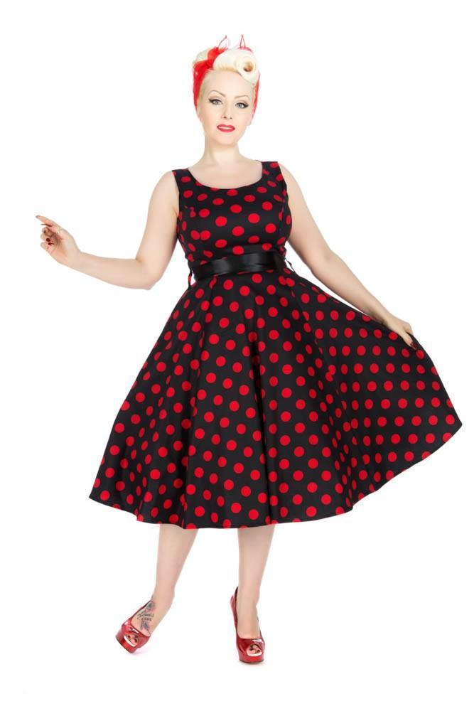 Black & Red Polka Dot Swing Dress Product Image