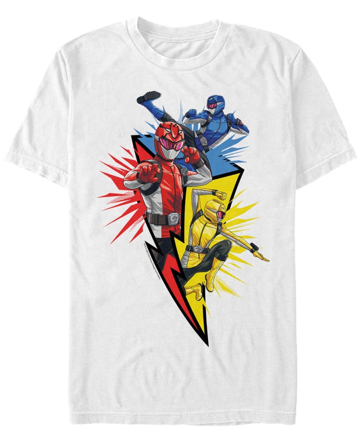 Men's Power Rangers Lightning Bolt Trio Tee, Size: Medium, White Product Image