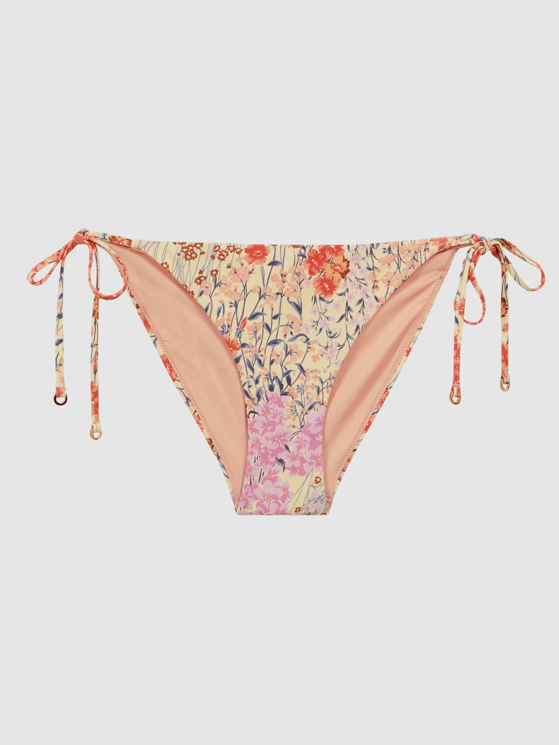 Tie Side Floral Bikini Bottoms in Pink Print Product Image