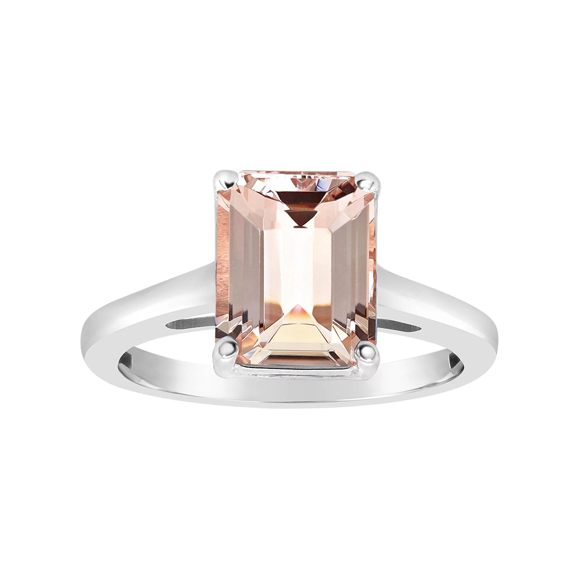 Alyson Layne 14k Gold Emerald Cut Morganite Solitaire Ring, Women's, Size: 6, 14k White Gold Product Image