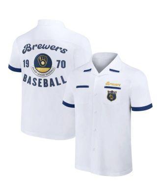 Men's Darius Rucker Collection by Fanatics  White Milwaukee Brewers Bowling Button-Up Shirt, Size: Small Product Image