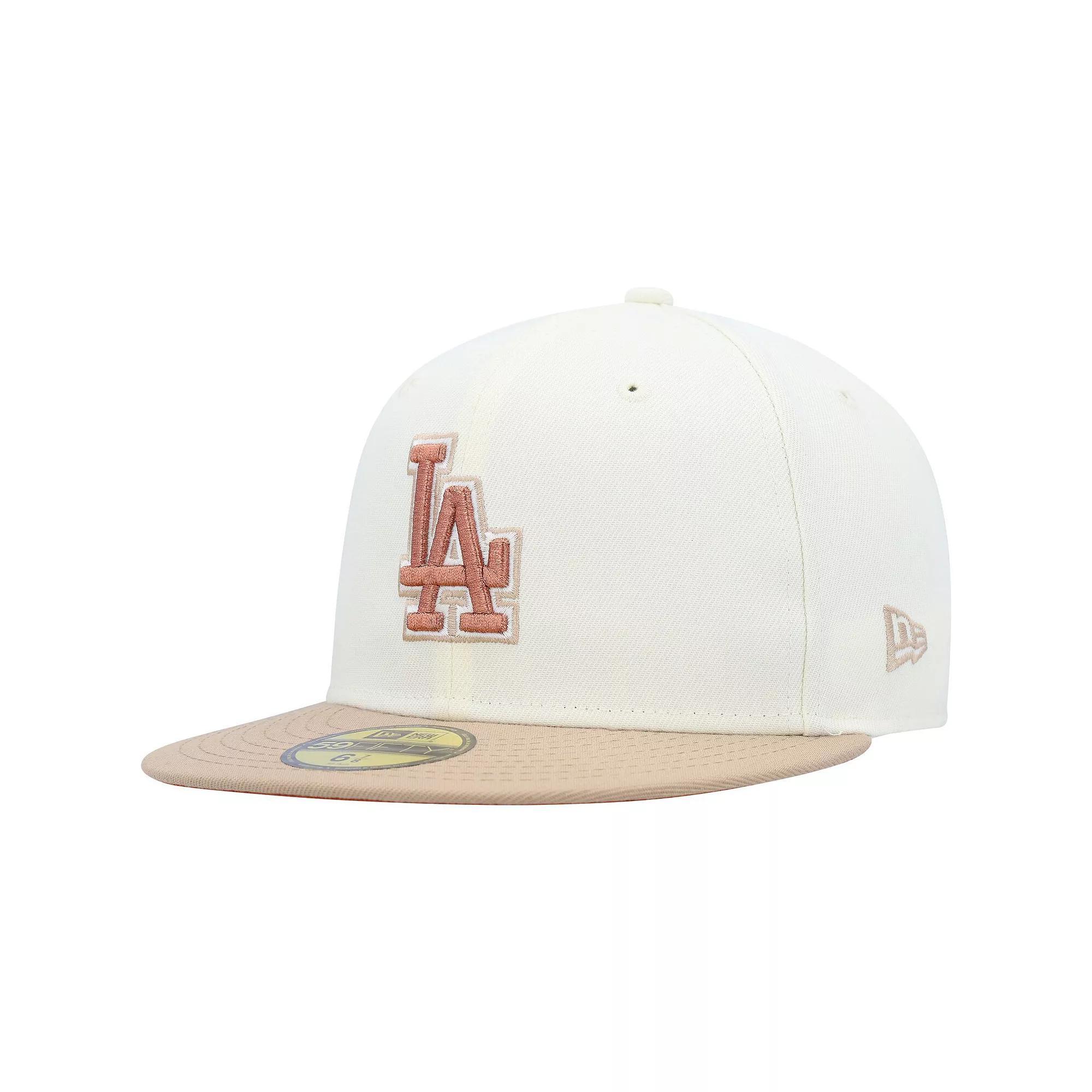 Men's New Era Cream Los Angeles Dodgers Chrome Camel Rust Undervisor 59FIFTY Fitted Hat, Size: 7 3/4, Beige Product Image