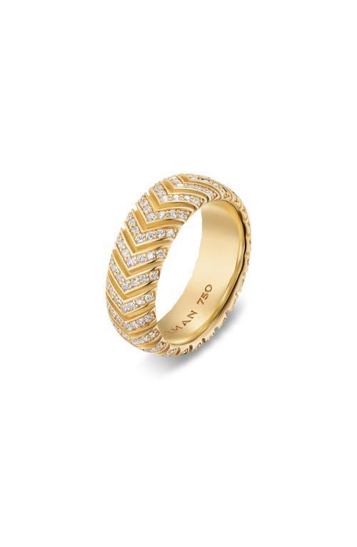 David Yurman Men's Chevron Band Ring in 18K Yellow Gold with Diamonds, 8mm at Nordstrom, Size 9 Product Image