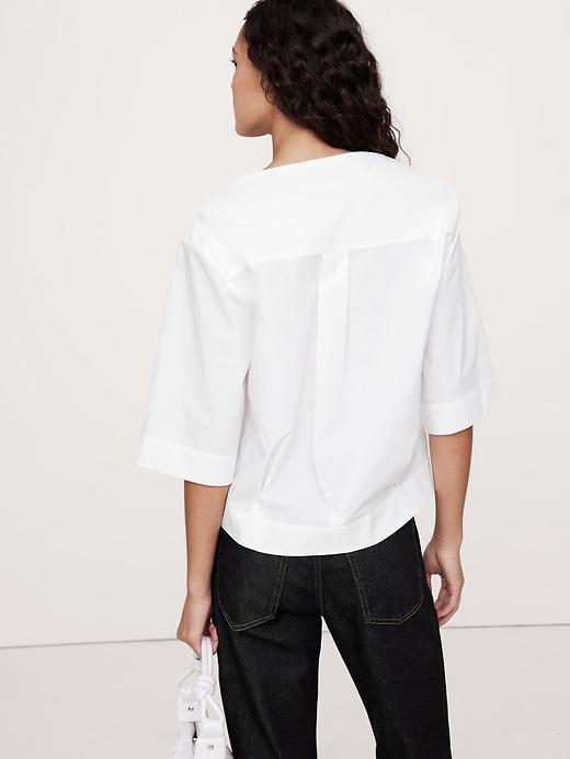 Oversized Cotton Poplin Boat-Neck Top Product Image