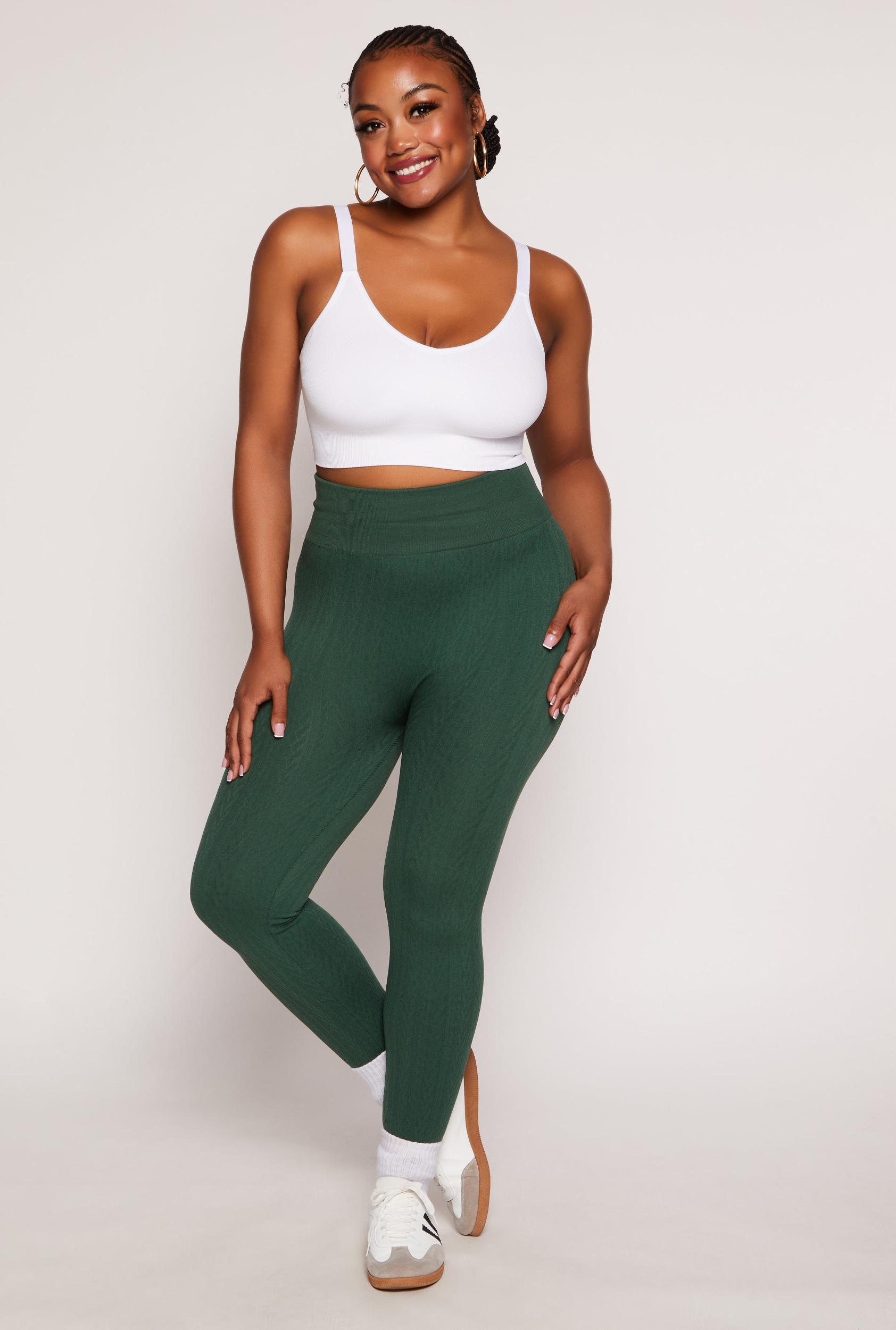 Womens Plus Size Seamless Cable Knit High Waist Leggings Product Image
