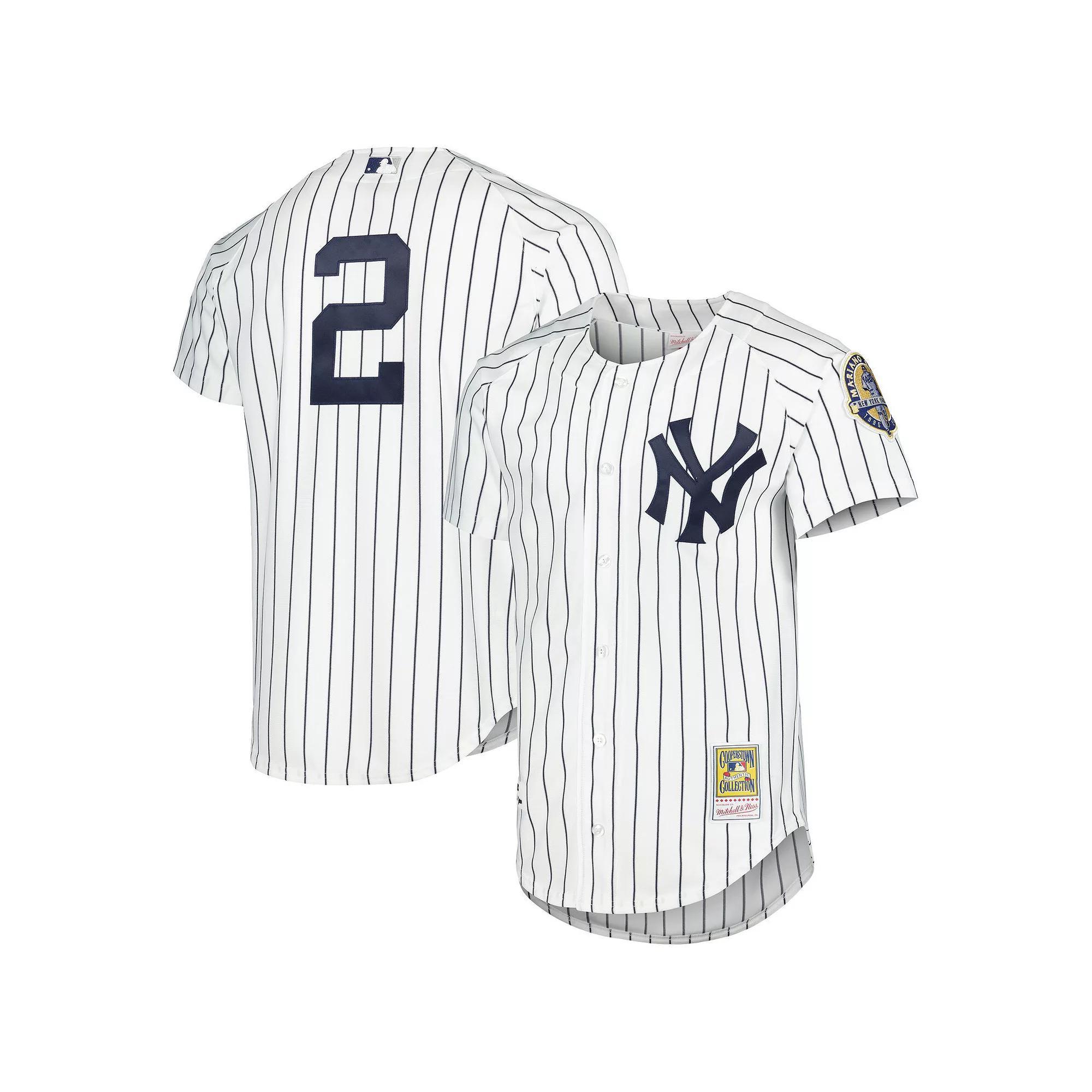 Men's Mitchell & Ness Derek Jeter White New York Yankees Cooperstown Collection Authentic Jersey, Size: 36 Product Image