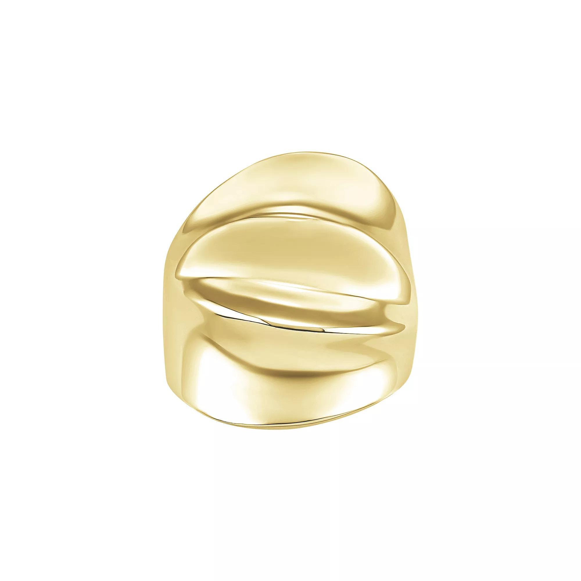 PRIMROSE Fine Silver Plated Polished Wrinkle Band Ring, Women's, Size: 7, Gold Tone Product Image