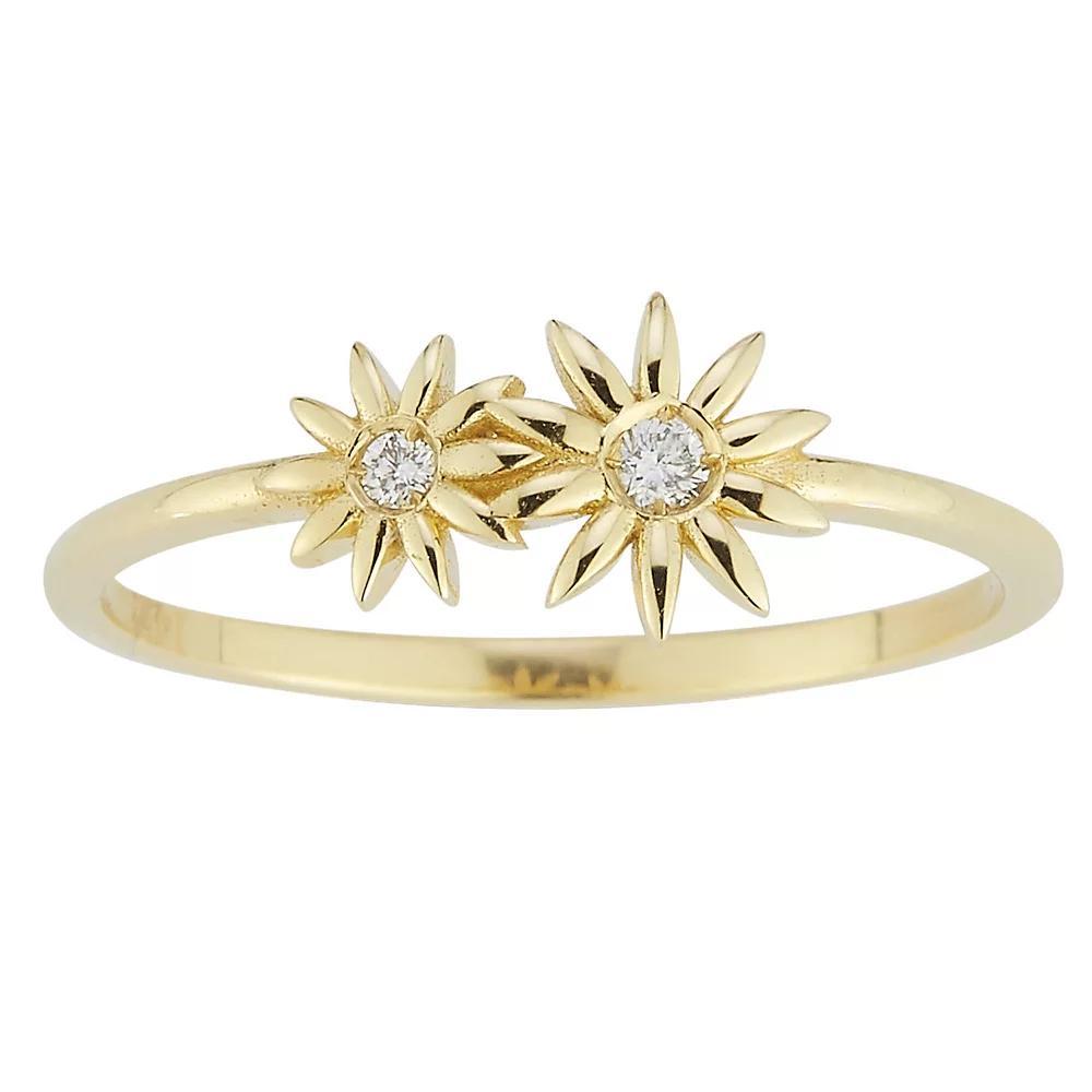 LUMINOR GOLD Diamond Accent Double Flower Right-Hand Ring, Women's, Size: 6, Yellow Product Image