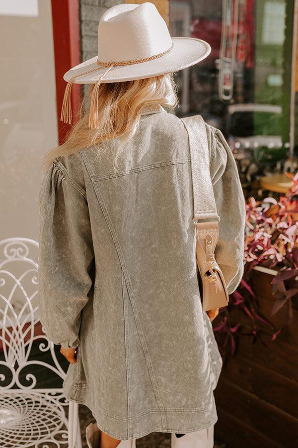 Afternoon Date Denim Mini Dress in Sage Product Image
