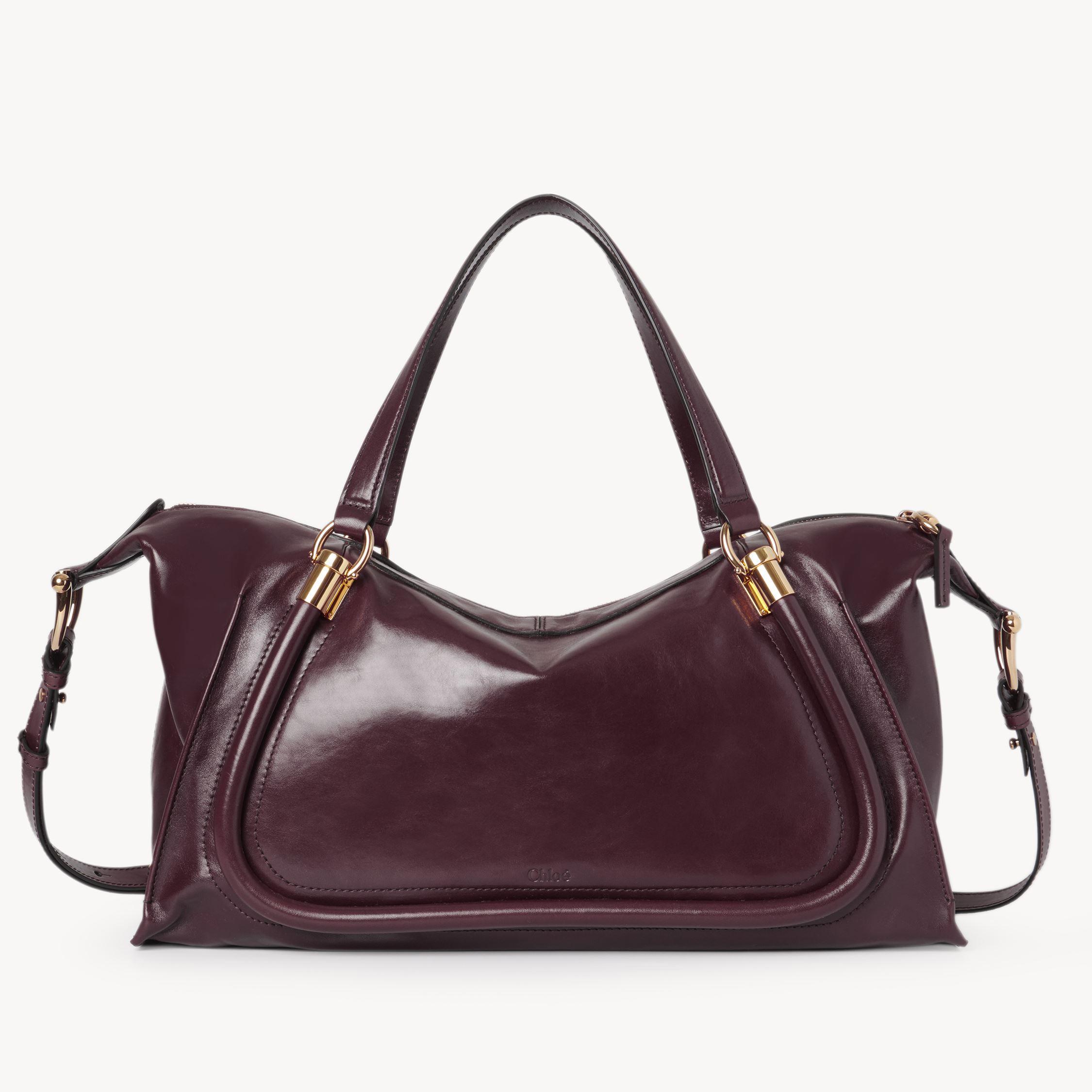 CHLOÉ Small Paraty 24 Bag In Shiny Brown Leather Product Image