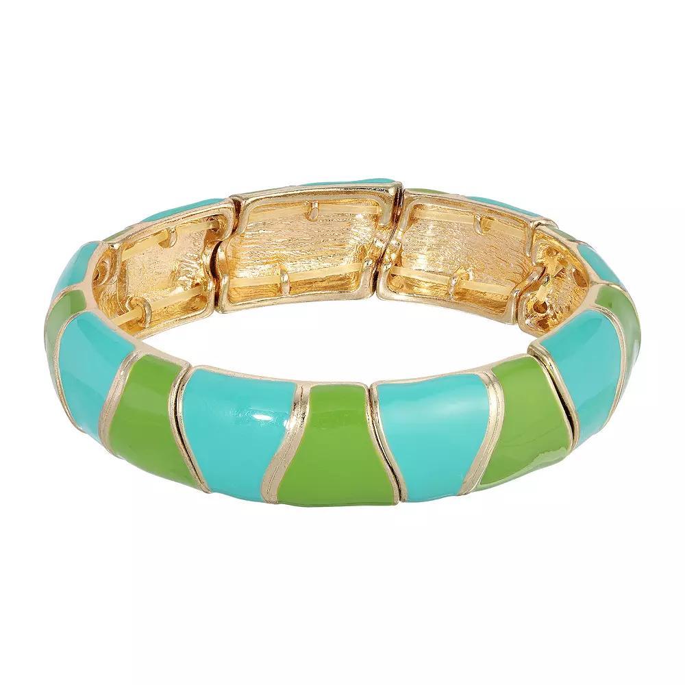 1928 Two Color Enamel Stretch Bracelet, Womens, Turquoise Product Image