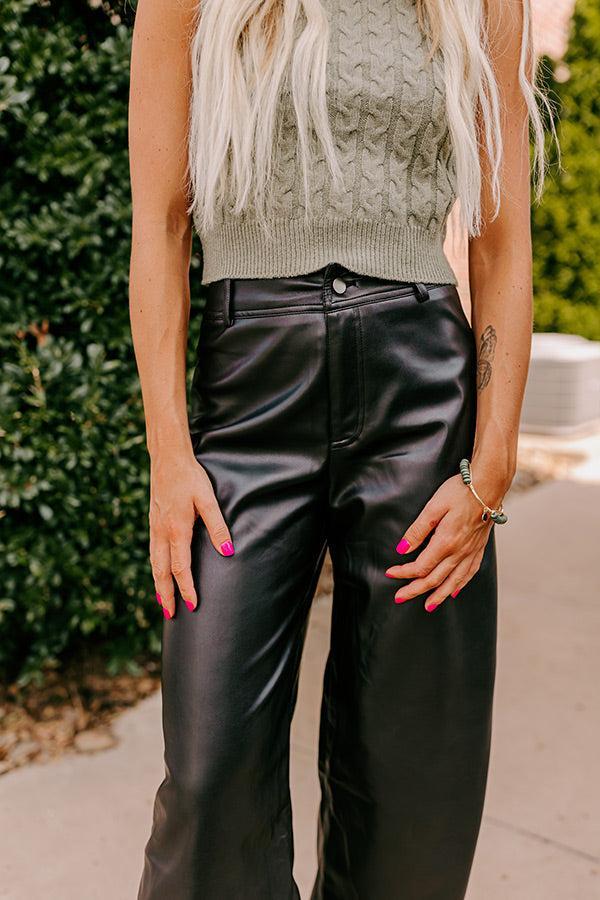 The Reagan High Waist Faux Leather Pants in Black Product Image