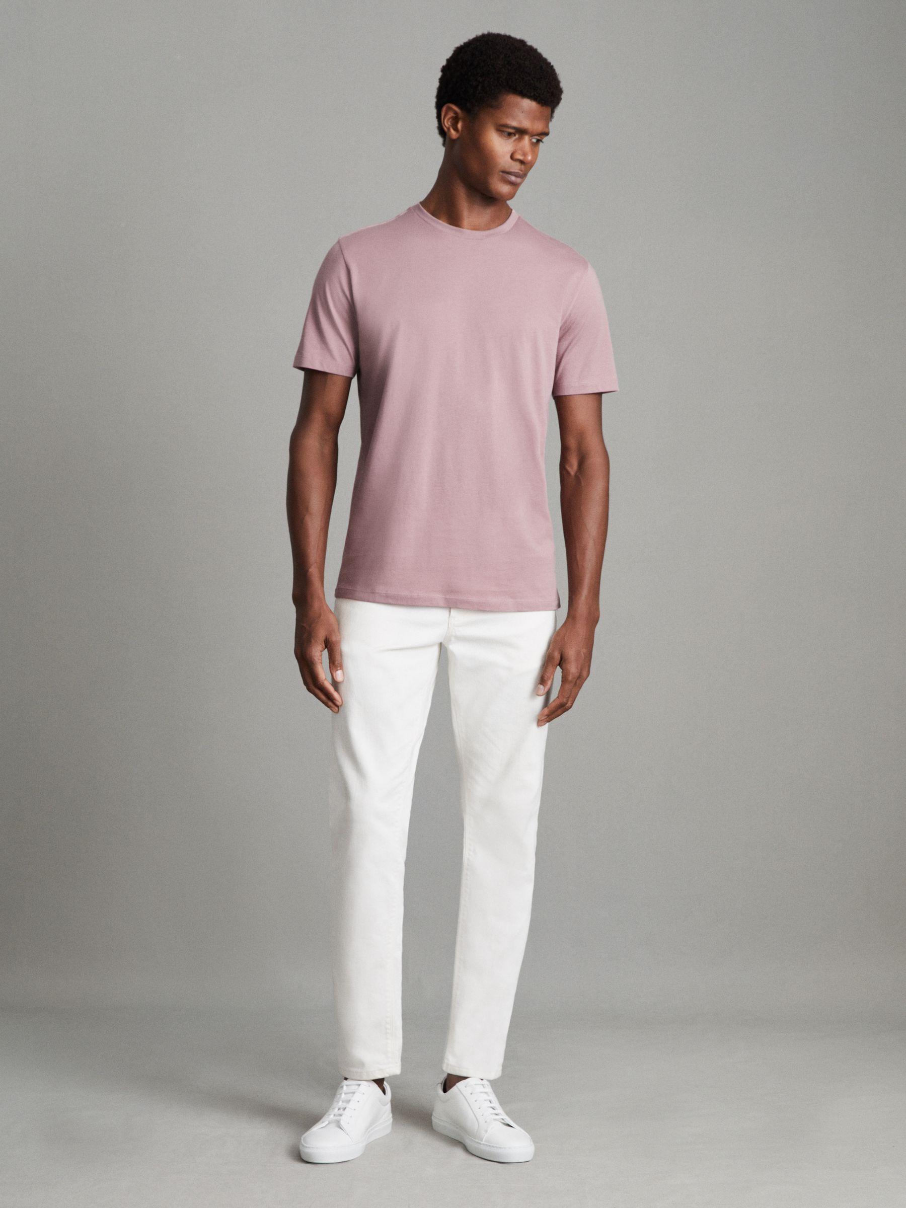 Cotton Crew Neck T-Shirt in Dusty Rose Product Image