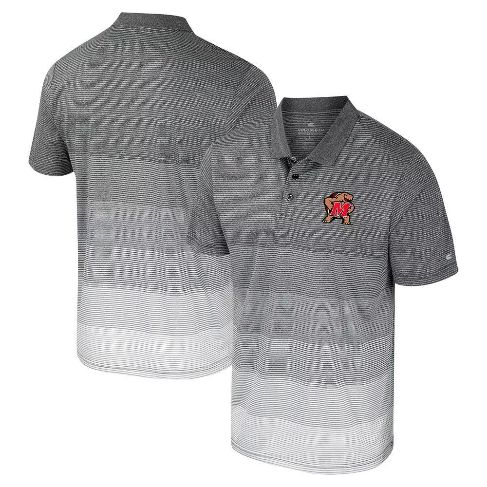 Men's Colosseum Gray Maryland Terrapins Striped Mesh Polo, Size: XL, Grey Product Image