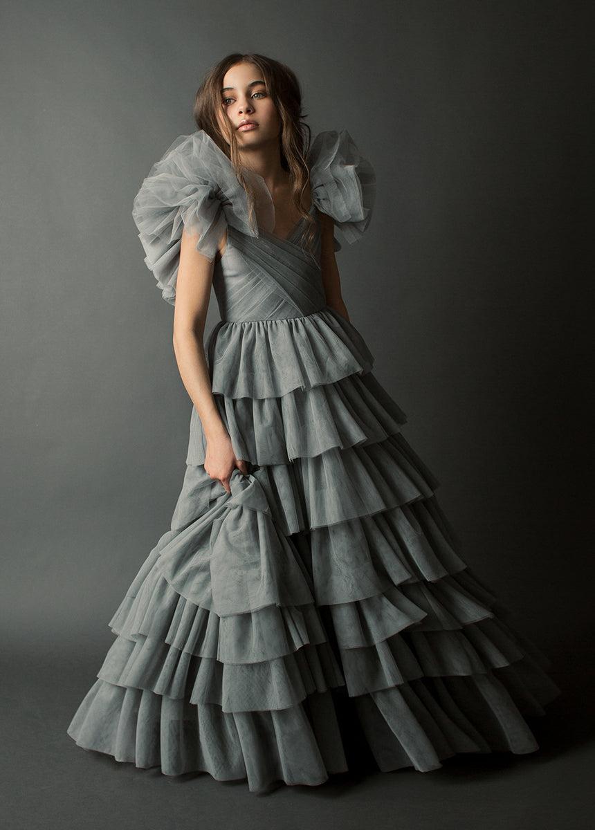 Briony Impact Dress in Dusty Blue Girls Product Image