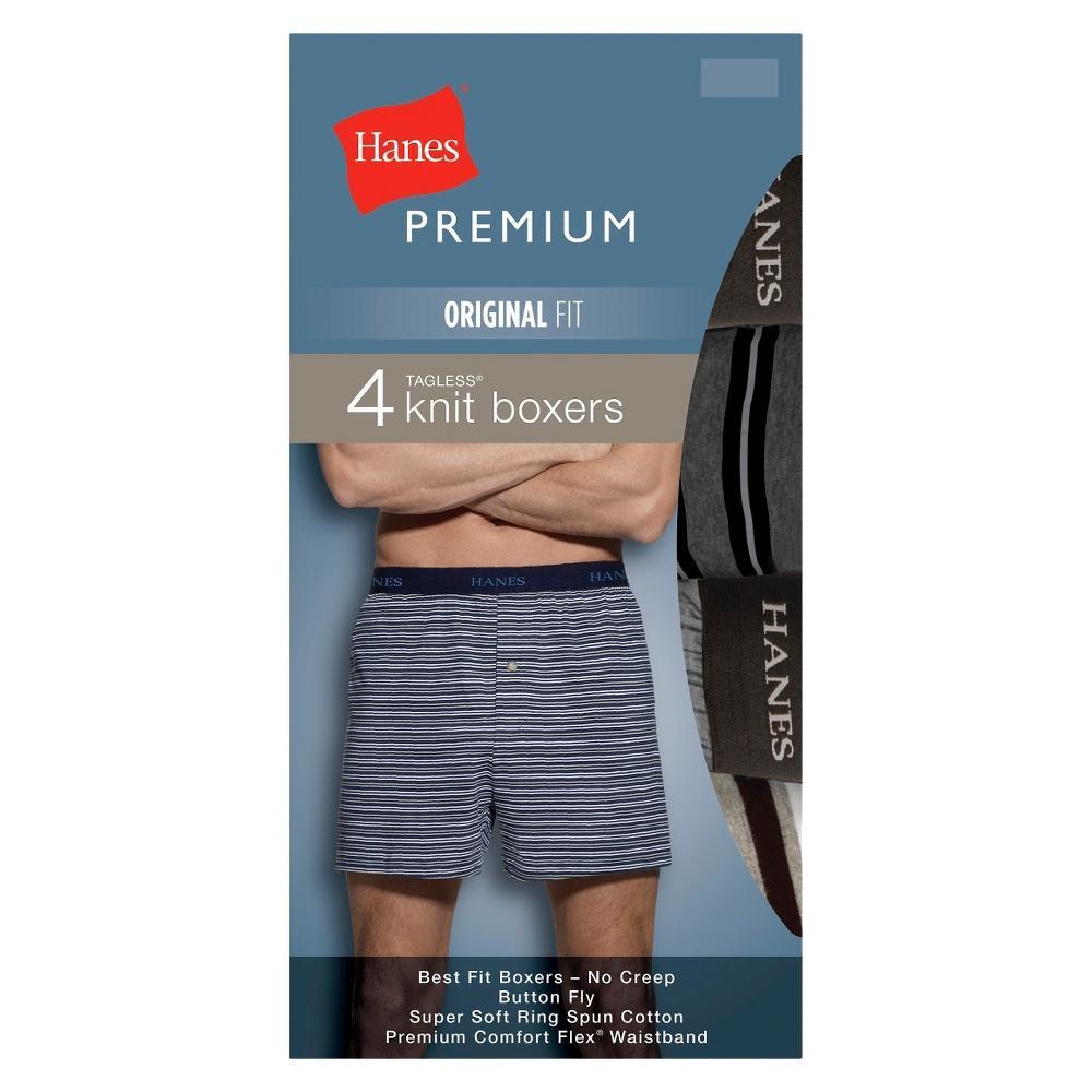 Hanes Premium Men's 4pk Stretch Cotton Knit Boxers - Black XXL: Tagless, Regular Rise, Elastic Waistband Product Image