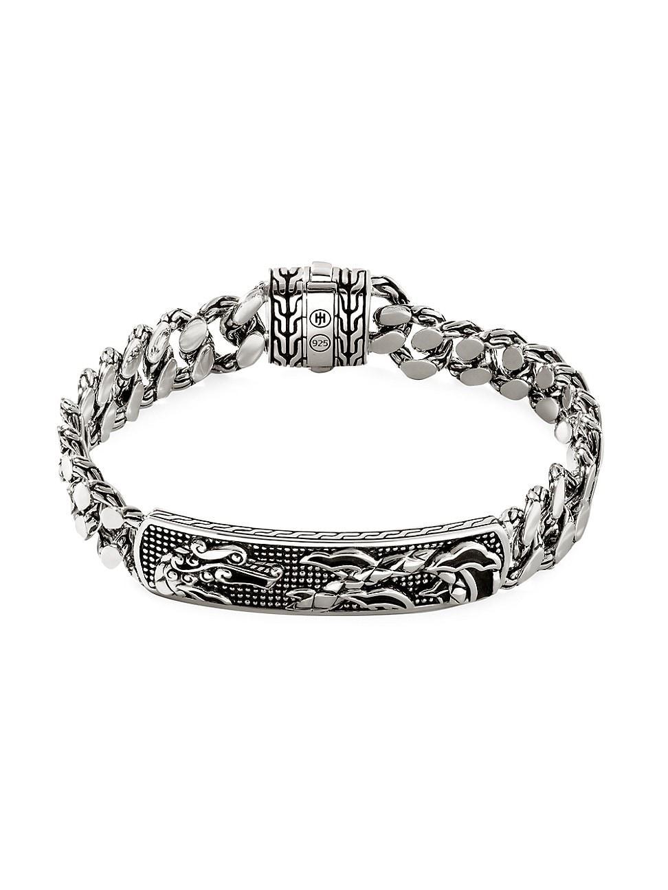 Mens Indonesia Legends Naga ID Sterling Silver Curb Link Bracelet Product Image