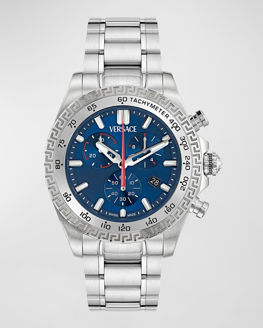 Versace Mens Chrono X Stainless Steel Blue Sunray Dial Bracelet Watch Product Image