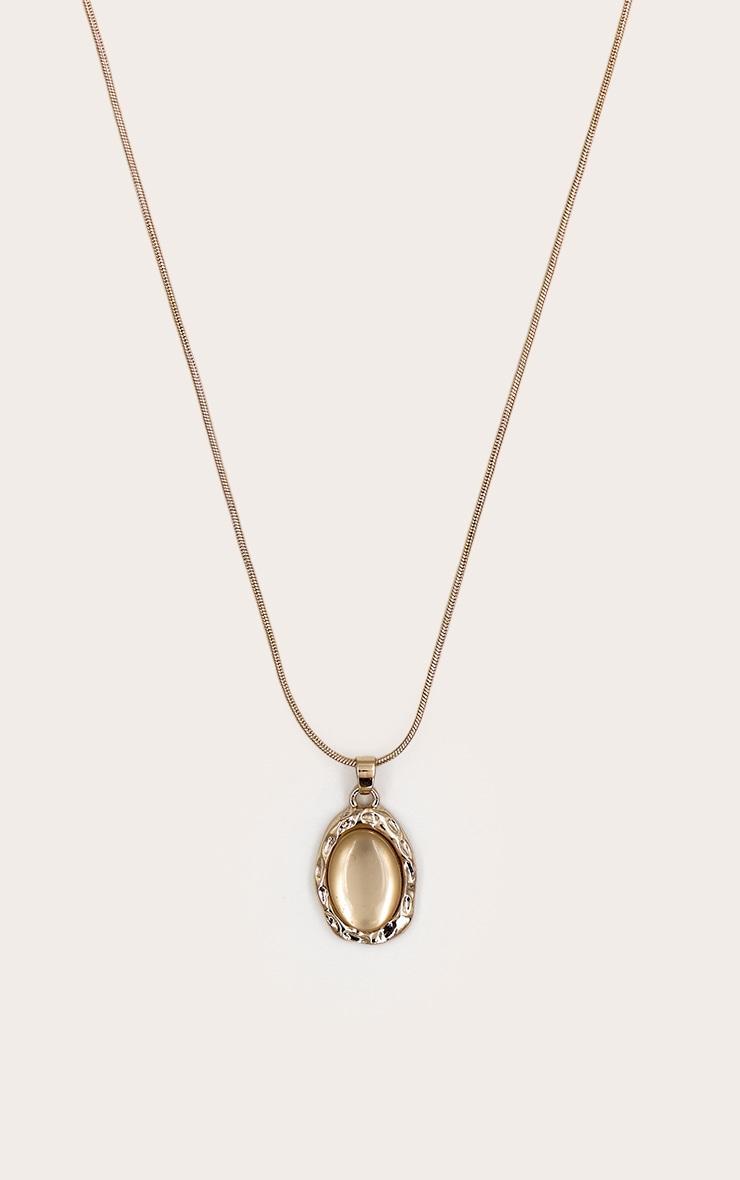 Gold Textured Citrine Pendant Necklace Product Image