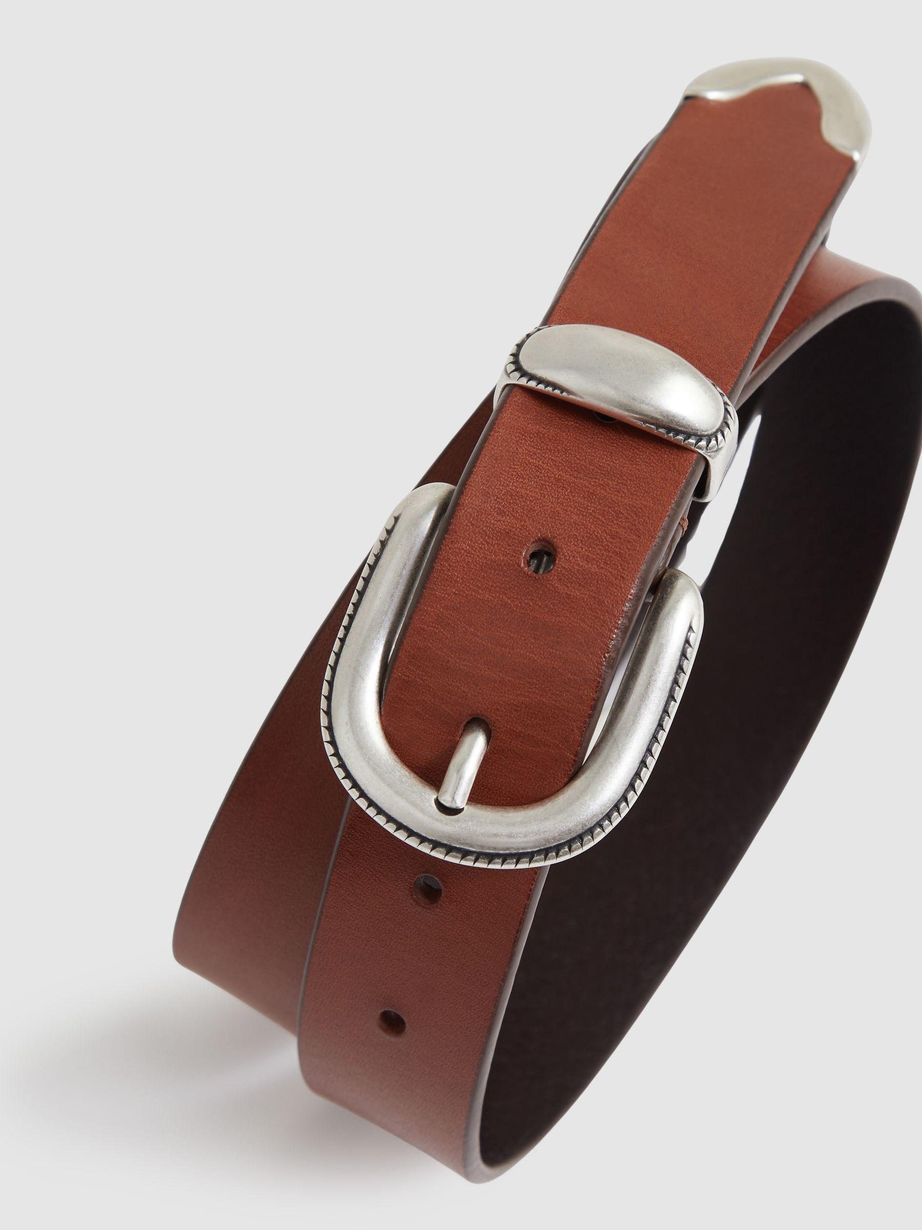Leather Western Belt in Tan Brown Product Image