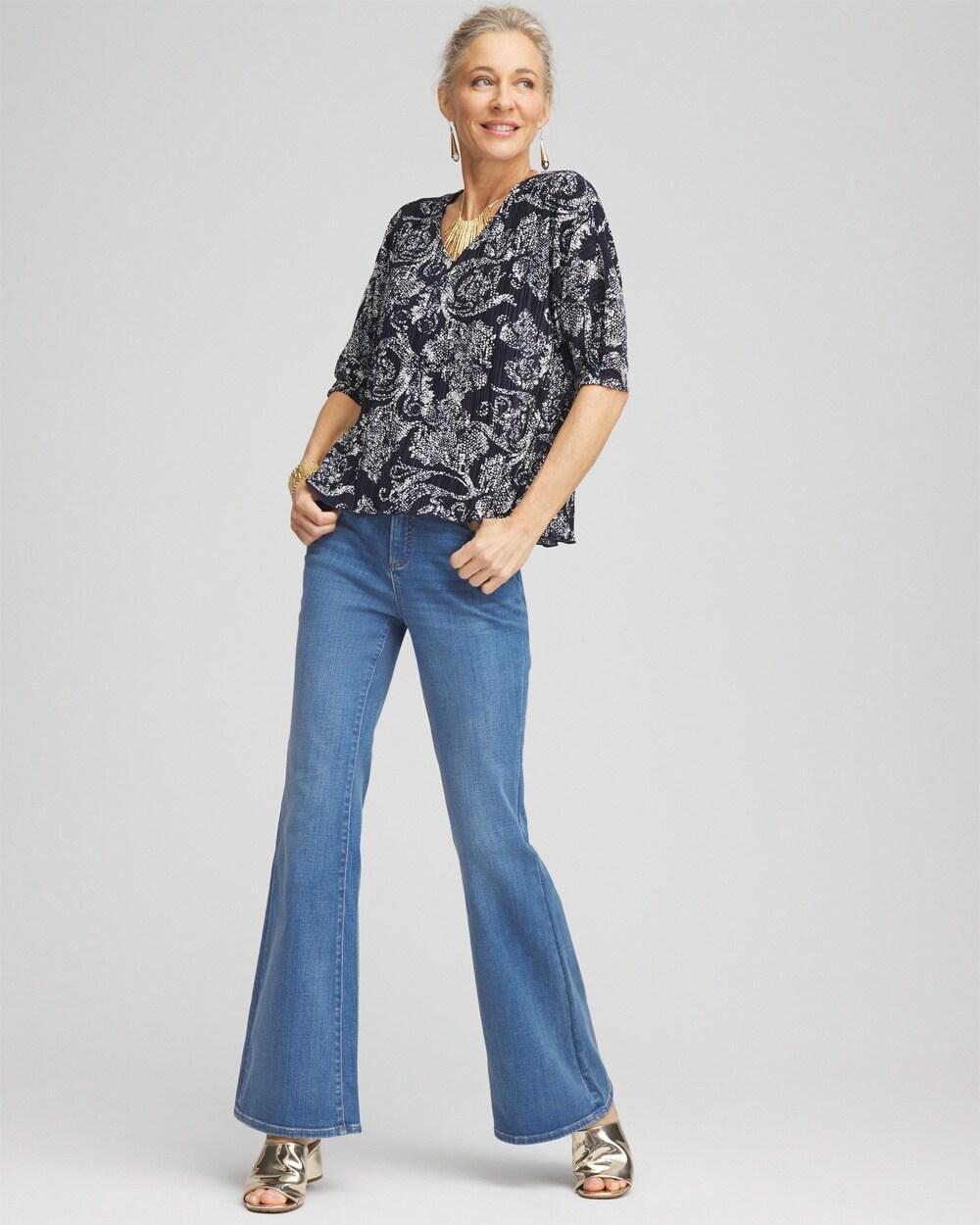 Snakeskin Print Crinkle Elbow Sleeve Tee Product Image