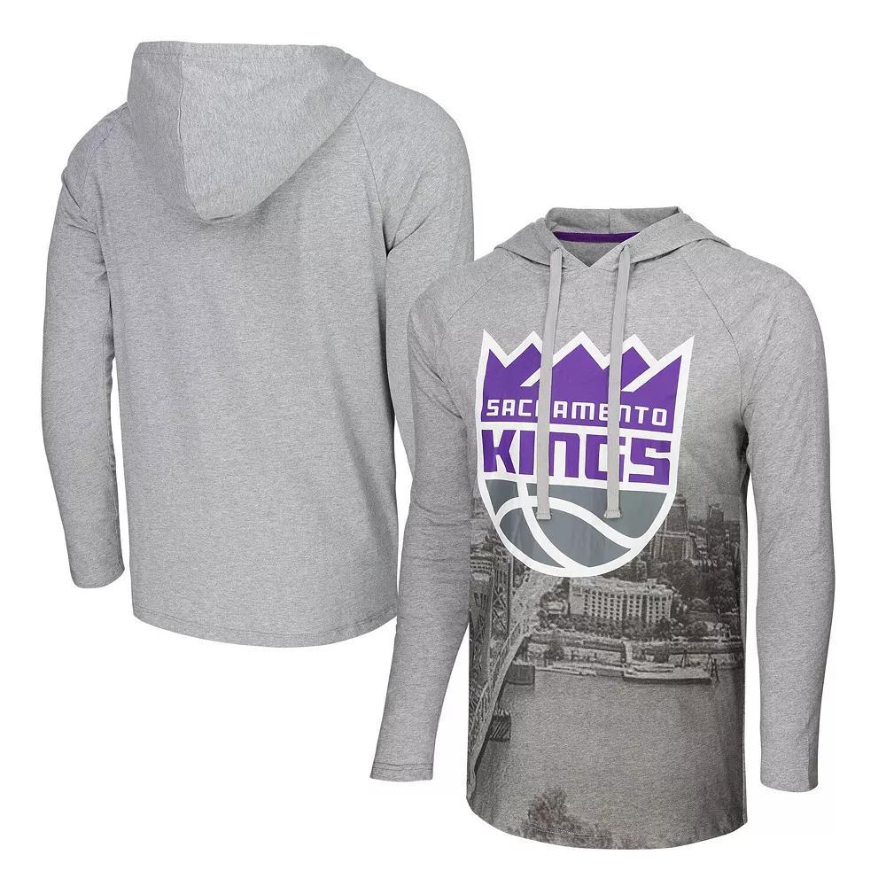 Men's Stadium Essentials Heather Gray Sacramento Kings Atrium Raglan Long Sleeve Hoodie T-Shirt, Size: Large, Kng Grey Product Image