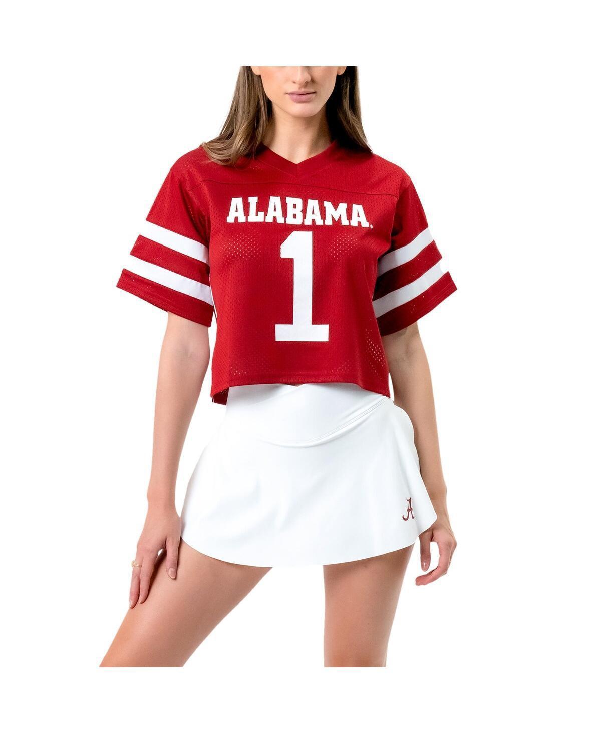 Women's Established & Co. Crimson Alabama Crimson Tide Fashion Boxy Cropped Football Jersey, Size: XL, Red Product Image