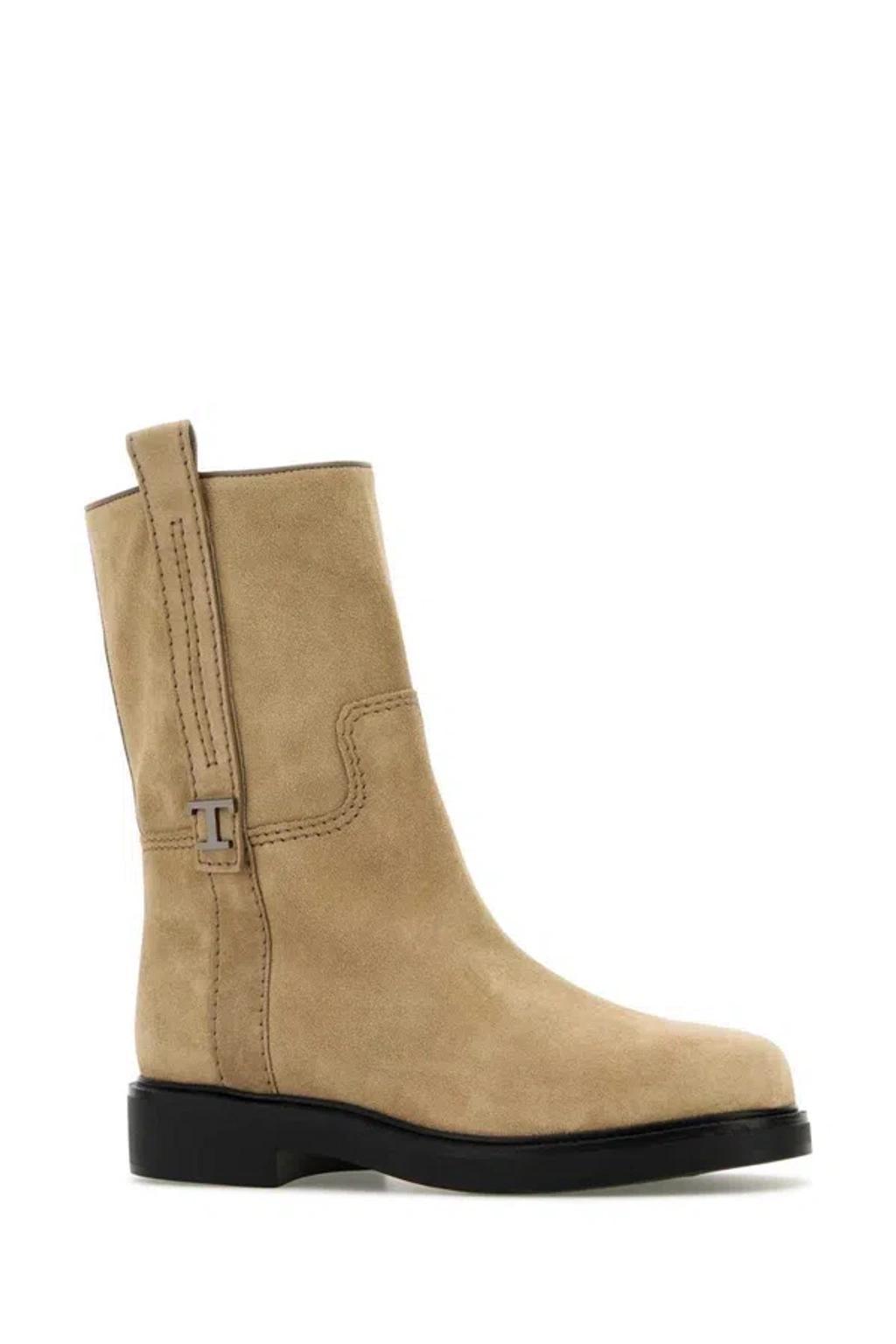 TOD'S Mini Suede Ankle Boot With Timeless Touch In Beige Product Image
