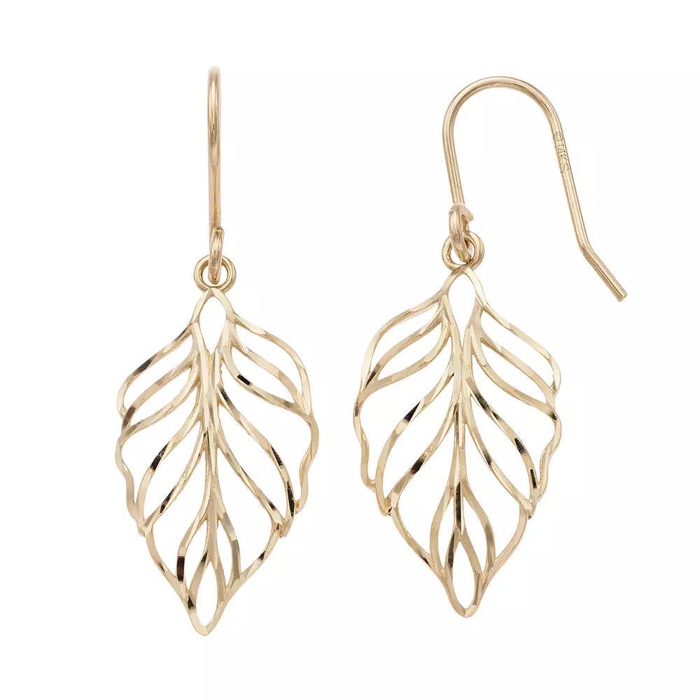 Forever 14K Openwork Leaf Drop Earrings, Women's, 14k Gold Product Image