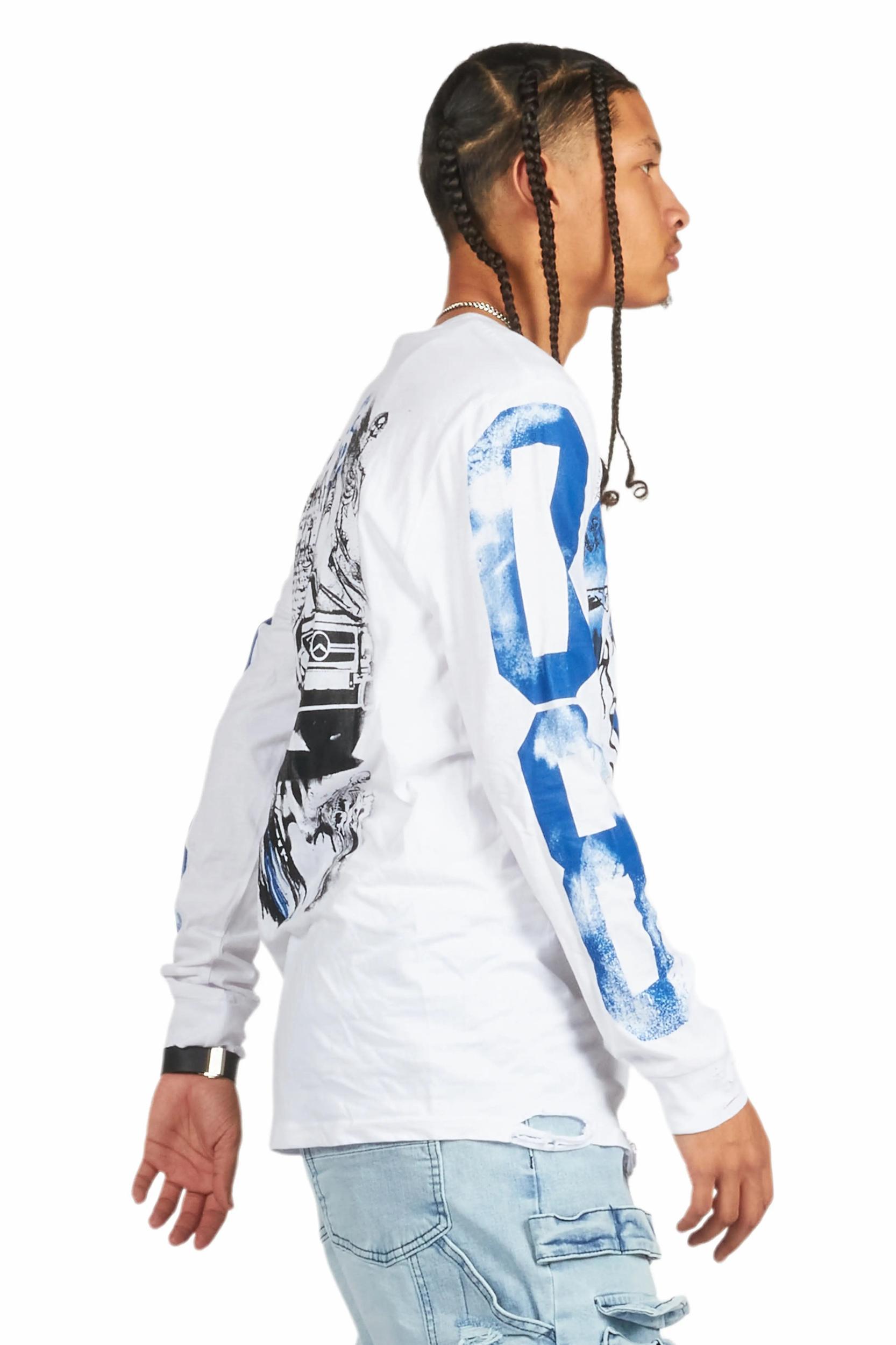 Grill White Long Sleeve Graphic T-Shirt Male Product Image