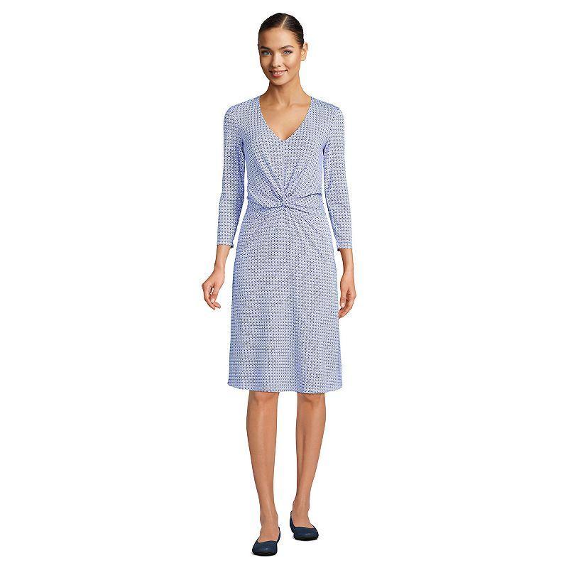 Women's Lands' End Lightweight Fit & Flare Dress, Size: Small, Purple Tile Geo Product Image