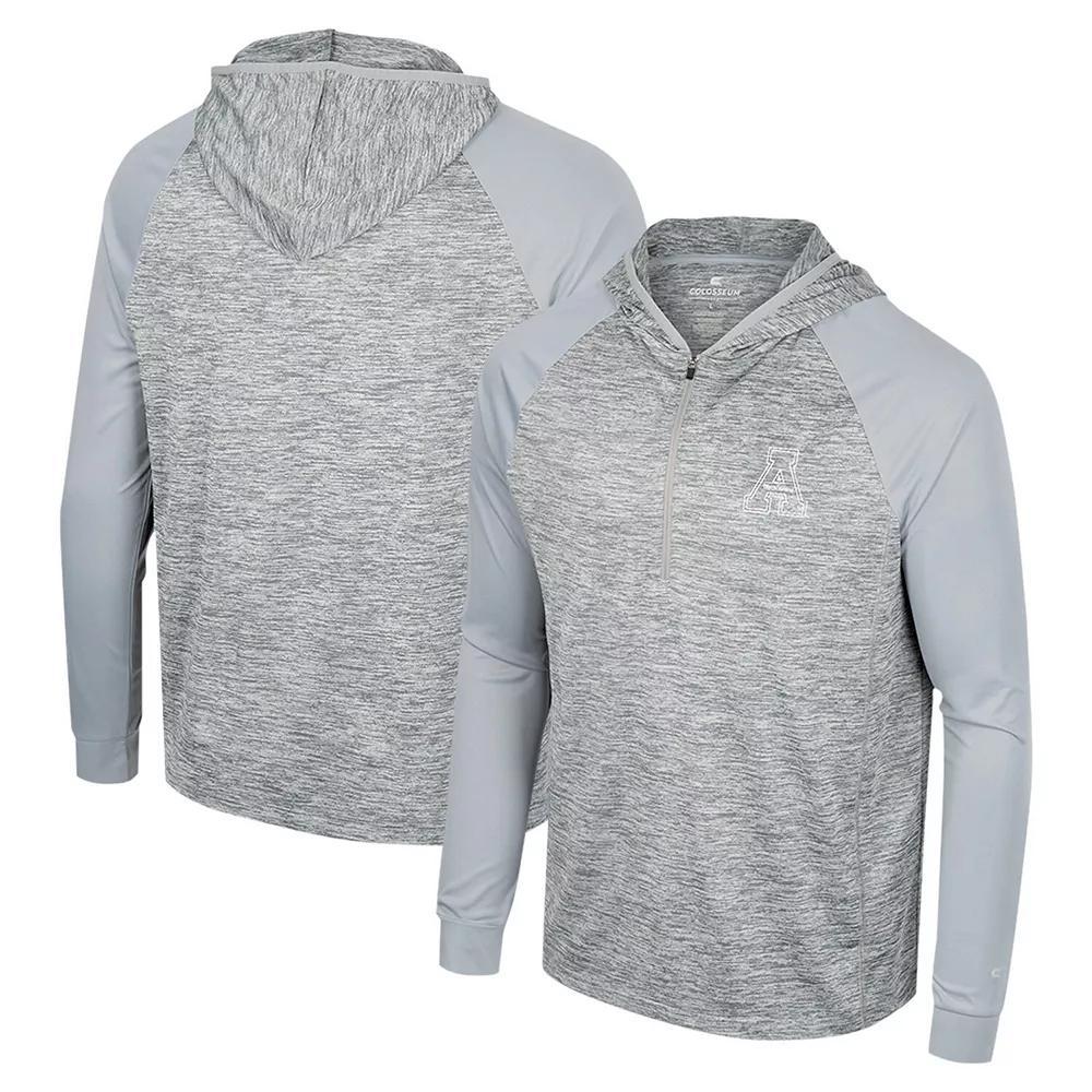 Men's Colosseum Gray Appalachian State Mountaineers Cybernetic Raglan Quarter-Zip Hooded Top, Size: Medium, App Grey Product Image