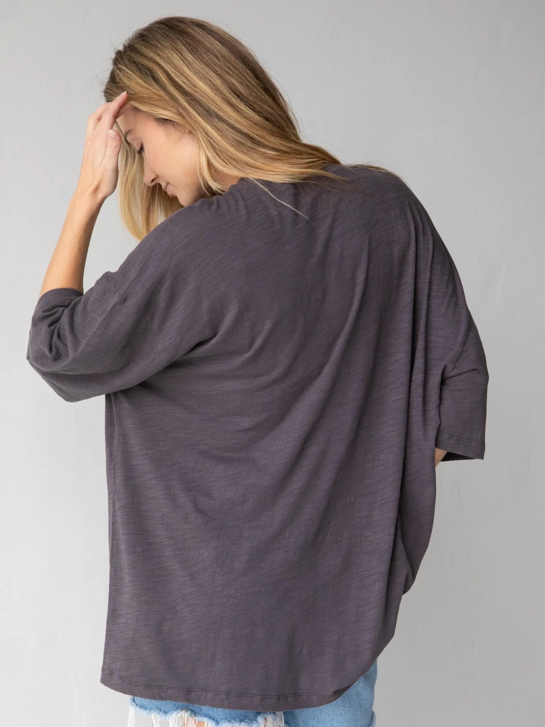 One Size Cotton Easy Tee - Don't Worry Live Happy Charcoal Product Image