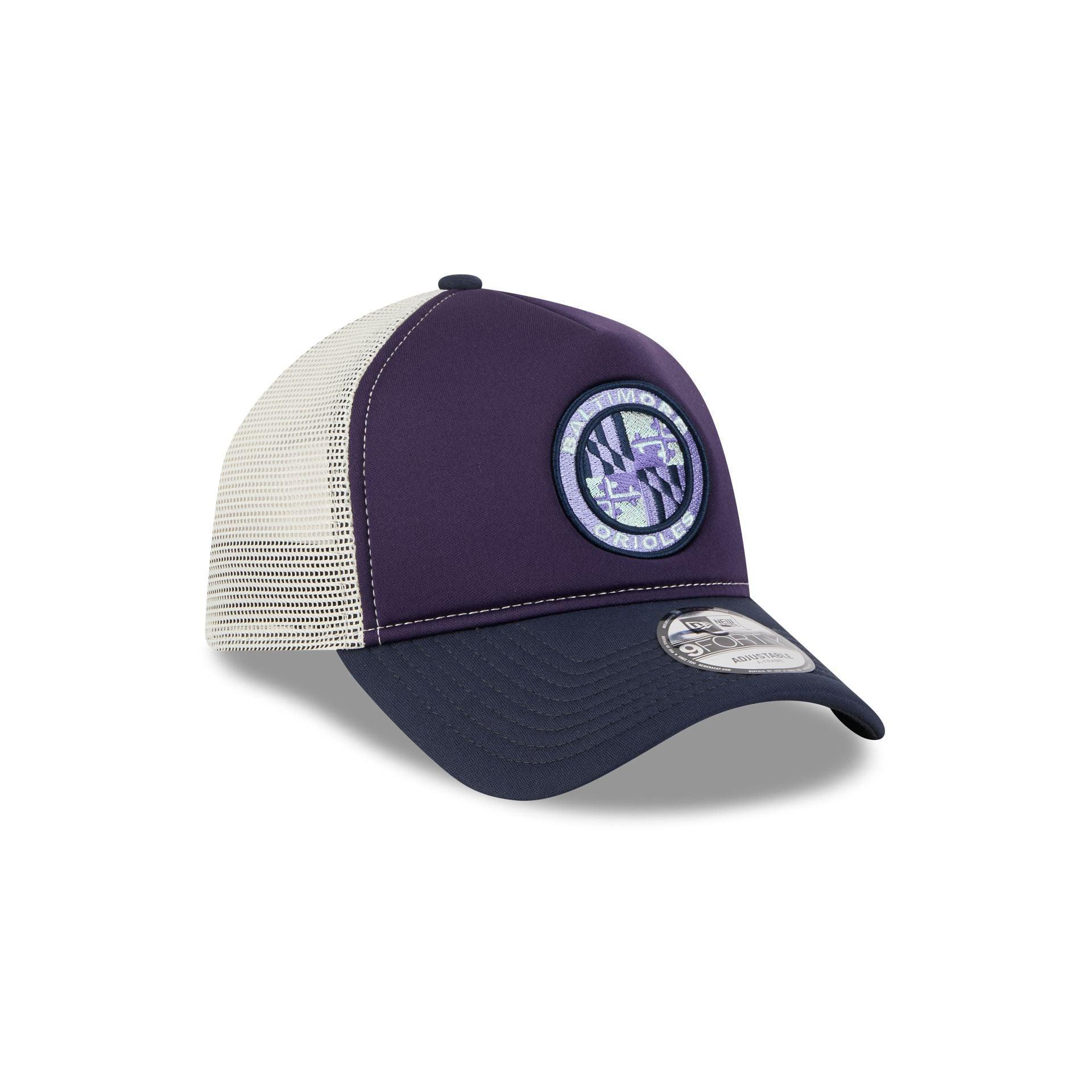 Los Angeles Dodgers Navy Purple 9FORTY A-Frame Trucker Hat Male Product Image