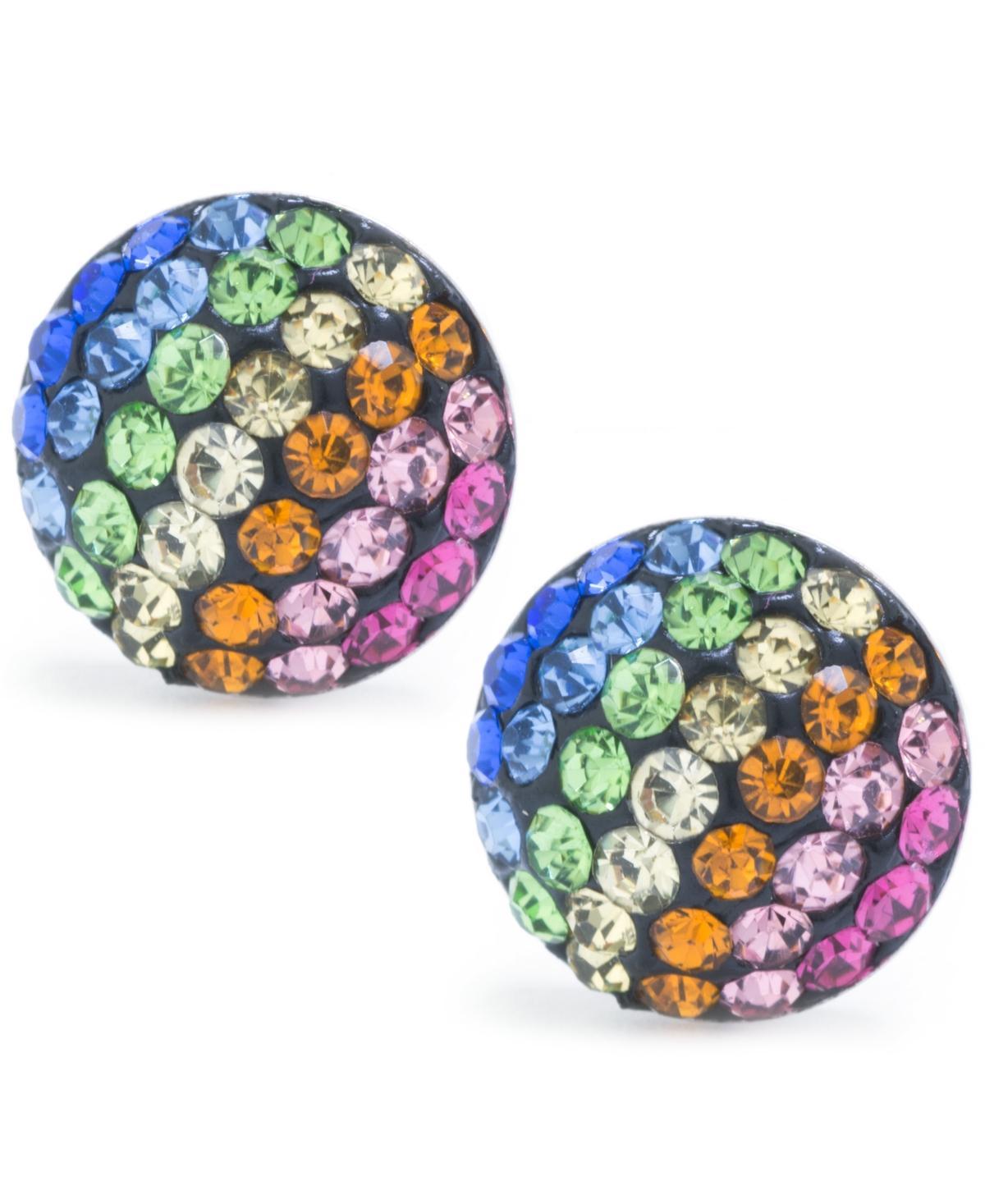 Main and Sterling Sterling Silver Crystal Half Ball Stud Earrings, Women's, Size: 9MM, Dark Blue Product Image