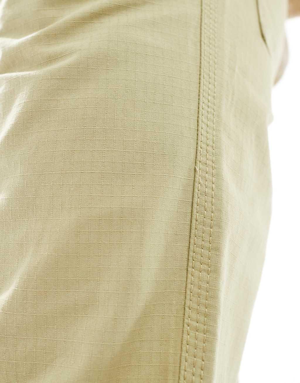 ASOS DESIGN straight fit ripstop pants in beige Product Image