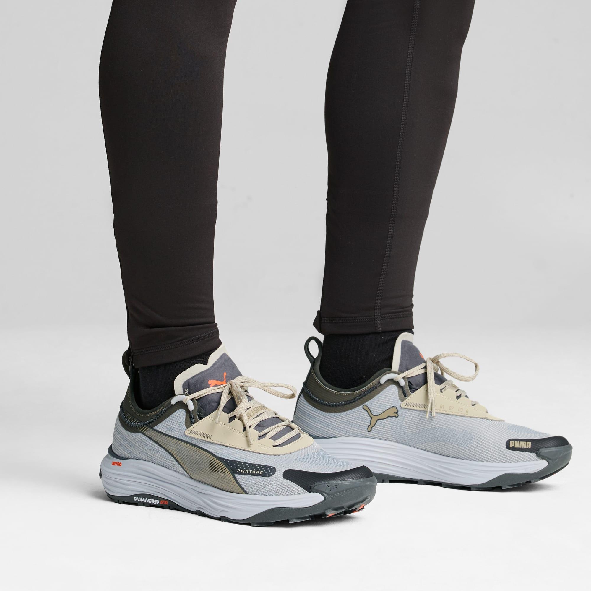 PUMA SEASONS Voyage NITRO 3 Mens Trail Running Shoes in Cool Light Grey/Desert Dust/Shadow Grey Product Image