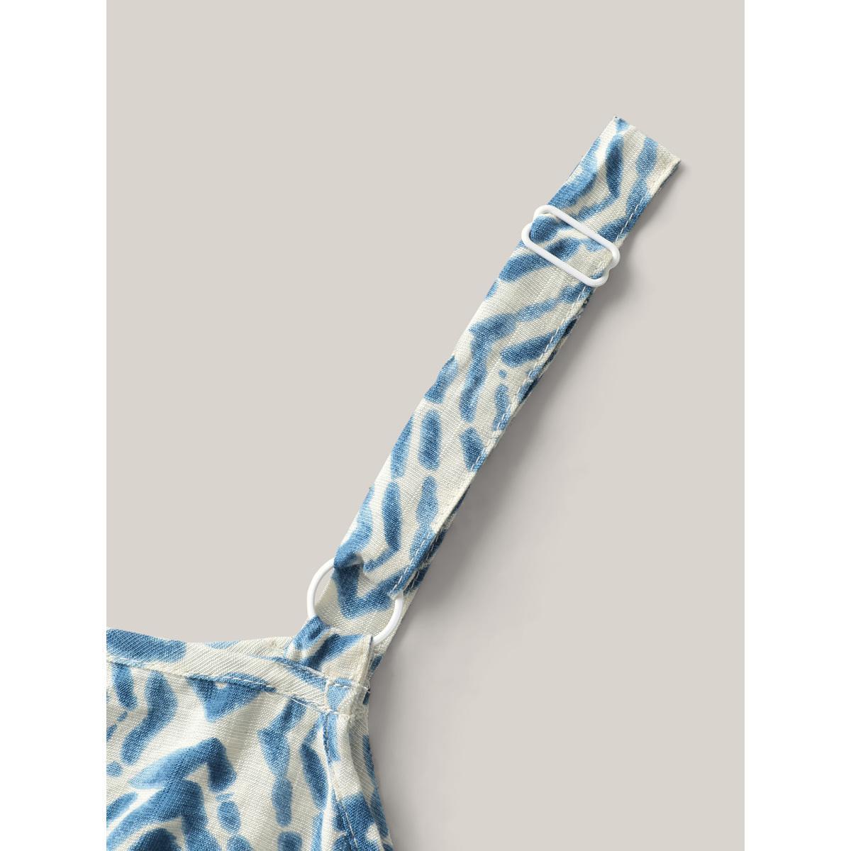 Plus Size Wavy Print Cami Flowy Maxi Dress Mediumblue Women V-neck Sleeveless Curvy BloomChic 26/4X Product Image