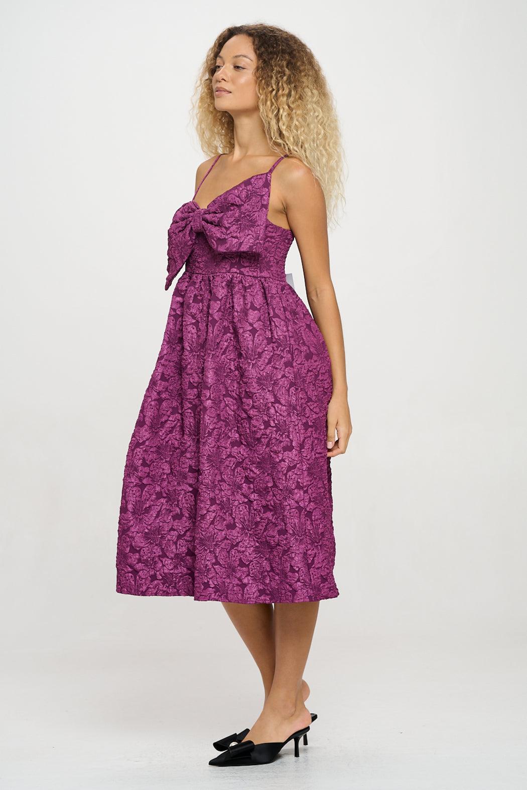 Violet Jacquard Bow Dress Product Image